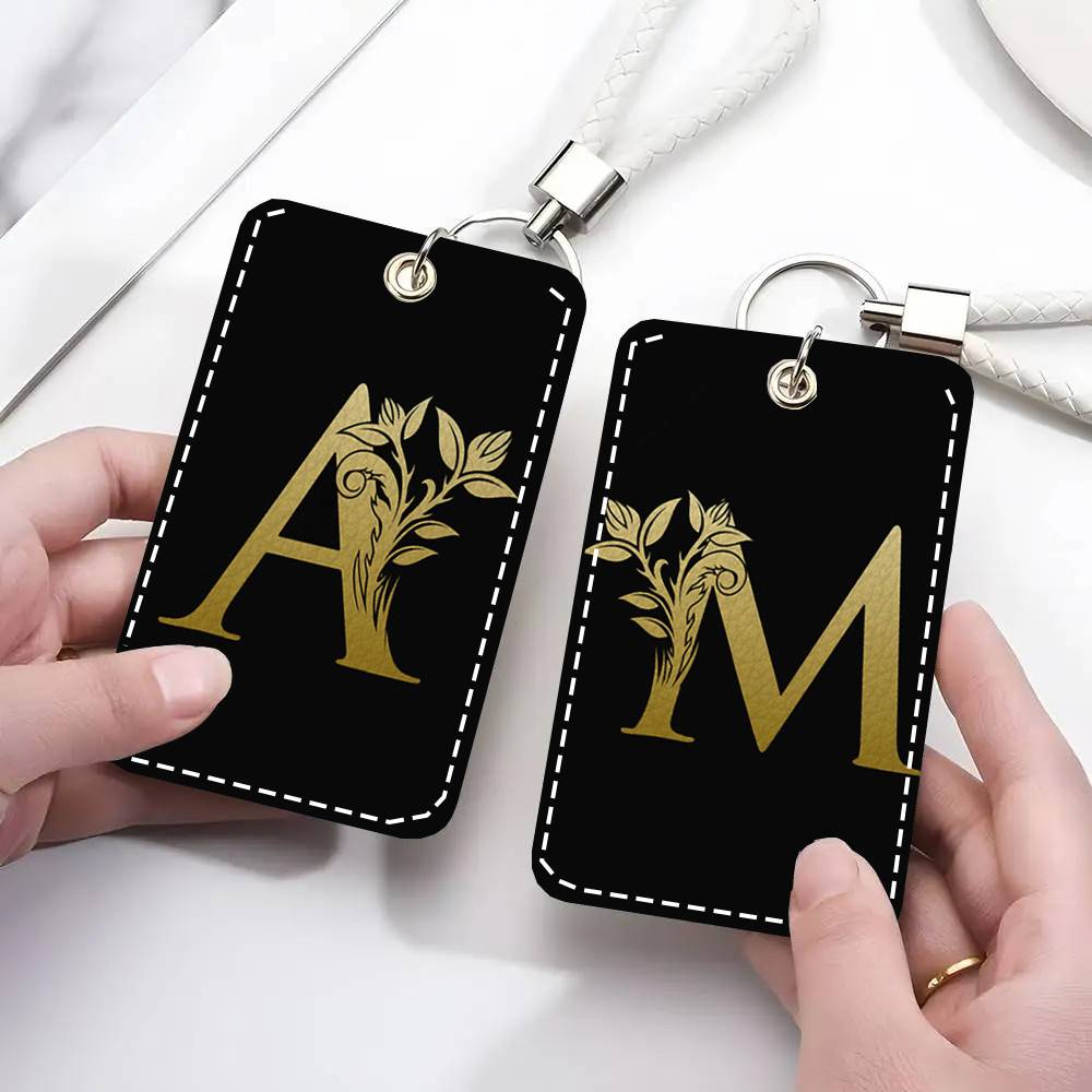 Monogram Keychain Leather - حافظة بطاقات بحرف مونوغرام، ميدالية مفاتيح،