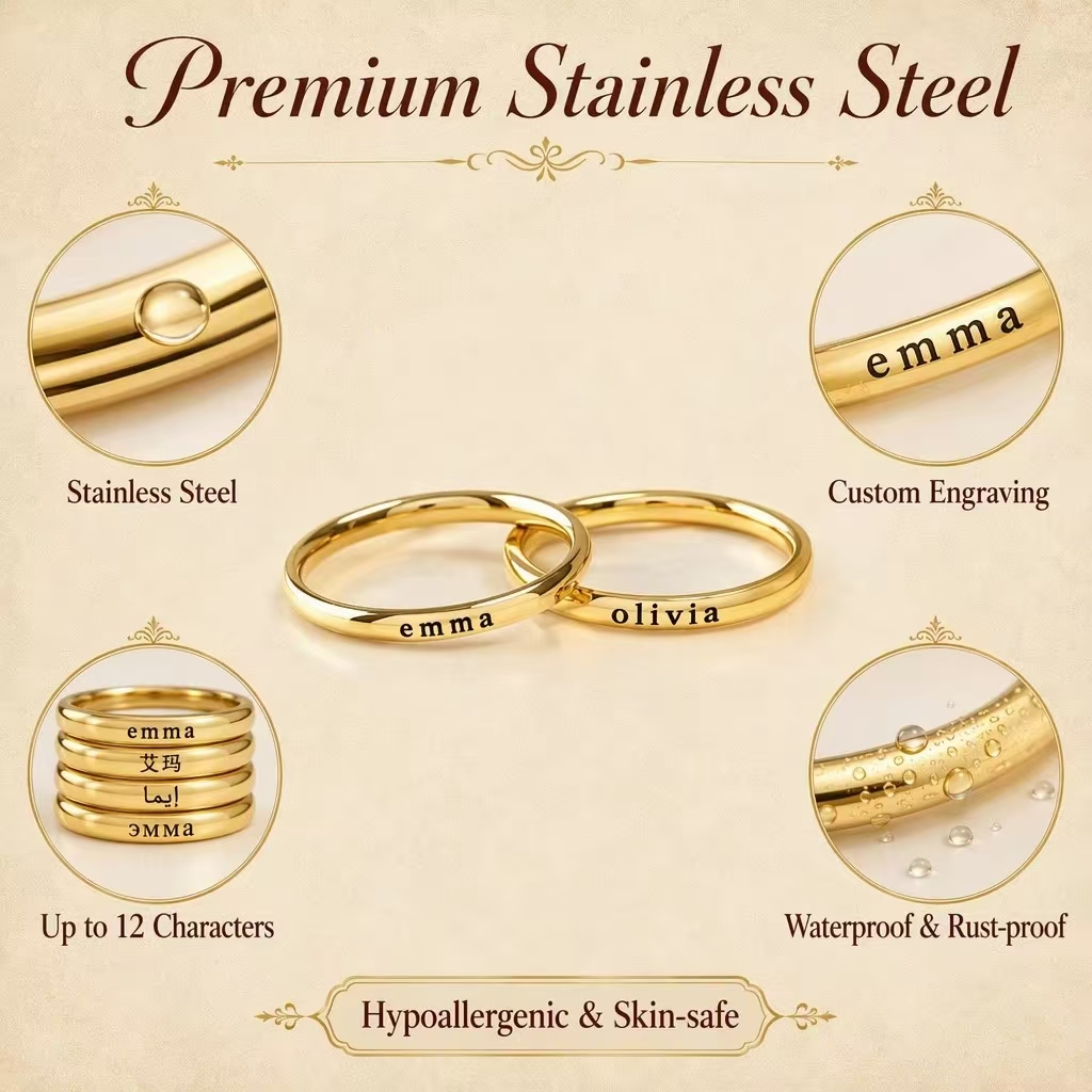 خواتم مخصصة منقوشة بالاسم، خات - مراجعة Initial Ring Custom وسعره
